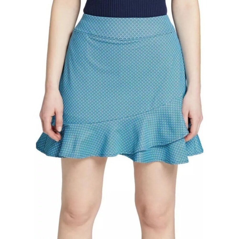 Lady Hagen Womens Ruffle Skort Blue Diamond Print Moisture-Wicking Size XL